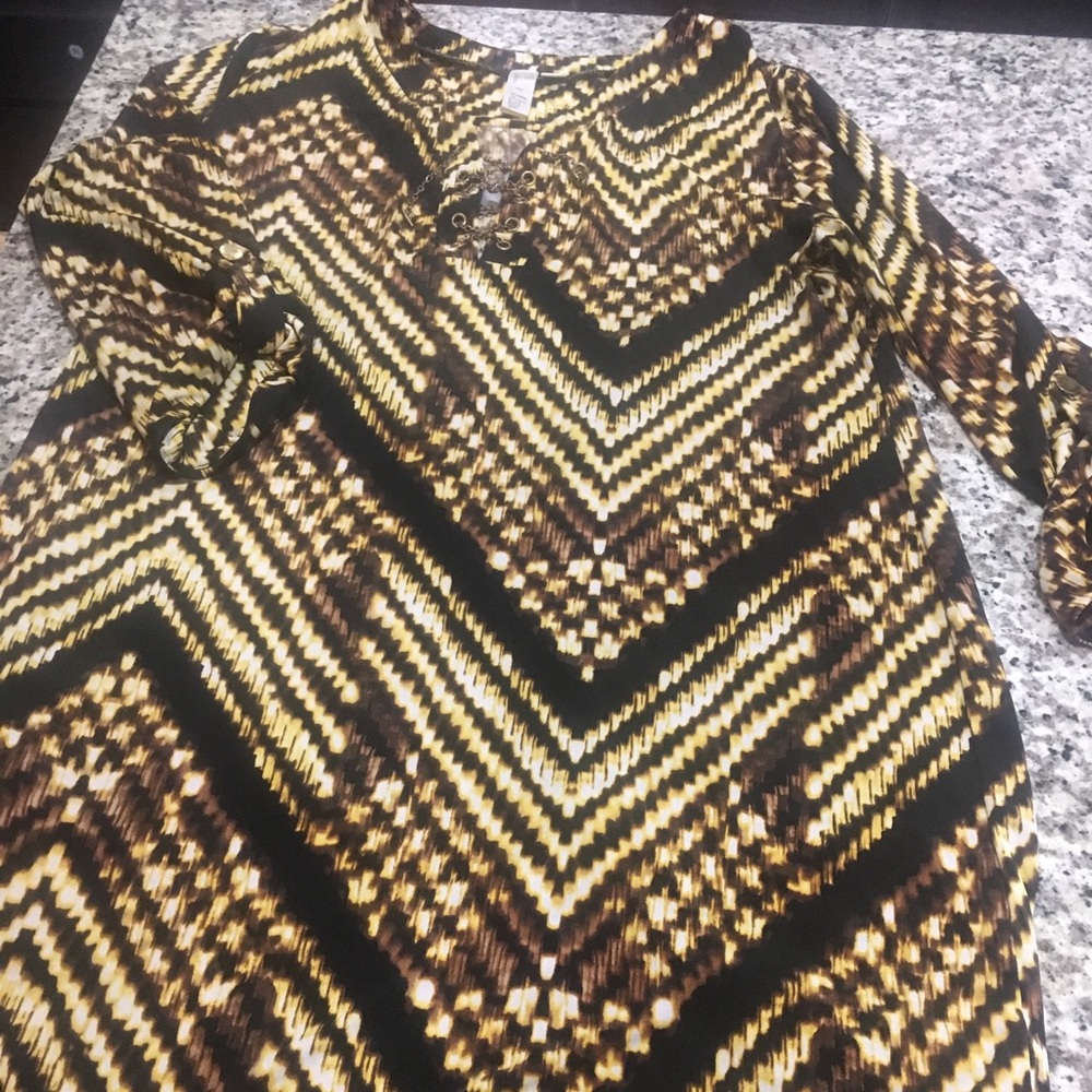 Classic Go To Leopard Dress with Chain V neck